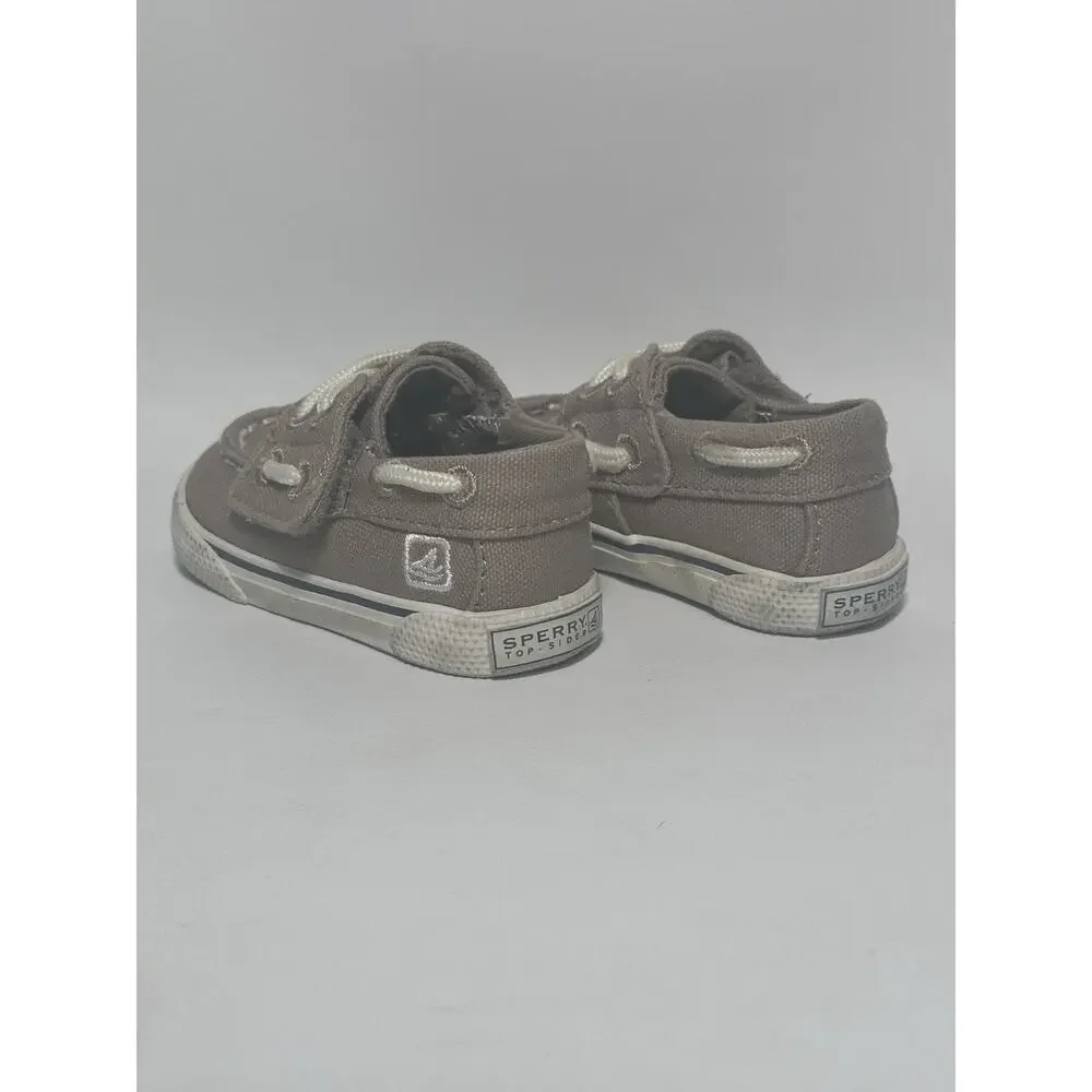 Sperry Top-Sider Baby/Toddler Boat Shoes Tan Canvas Size 1M Hook&eye Closure